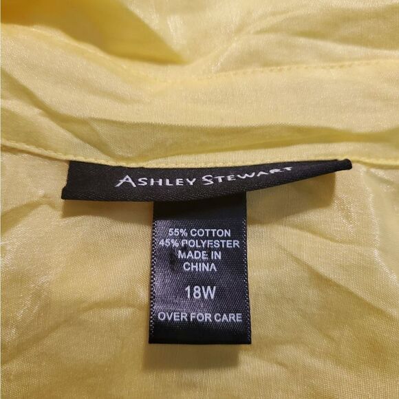 Ashley Stewart Yellow Button Down Rouched Top Size 18W - Picture 12 of 12